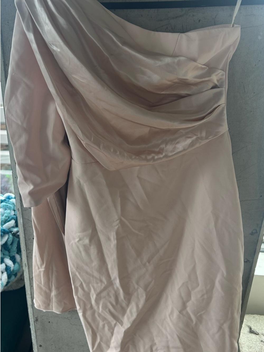 One-Shoulder Blush Cream Cocktail Dress